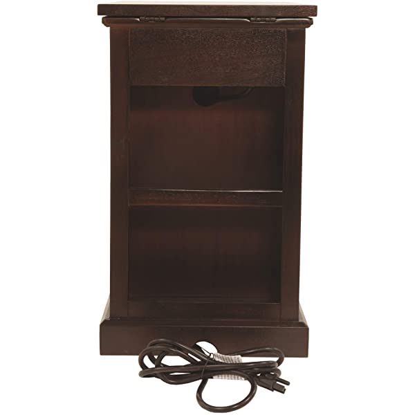 Signature Design by Ashley Tyler Creek Rustic Chair Side End Table with Pull-Out Tray & USB Ports, Brown Blackish Brown Table