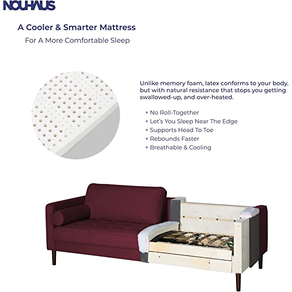 Nouhaus Module, Sleeper Sofa Bed Couch. 7ft Luxury Convertible Sofa Futon Bed with No Roll Together Latex. Ivory Woven Pull Out Bed for Bedroom Couch, Small Apartment Furniture Sofas or RV Couch Woven/Knit Ivory