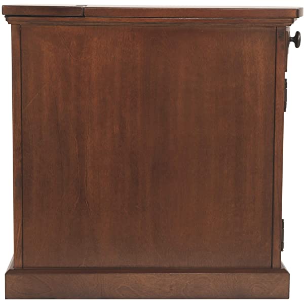 Signature Design by Ashley Tyler Creek Rustic Chair Side End Table with Pull-Out Tray & USB Ports, Brown Blackish Brown Table