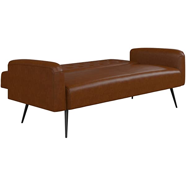 Novogratz 2360379N Z Stevie, Convertible Sofa Bed Couch, Ivory Velvet Futon