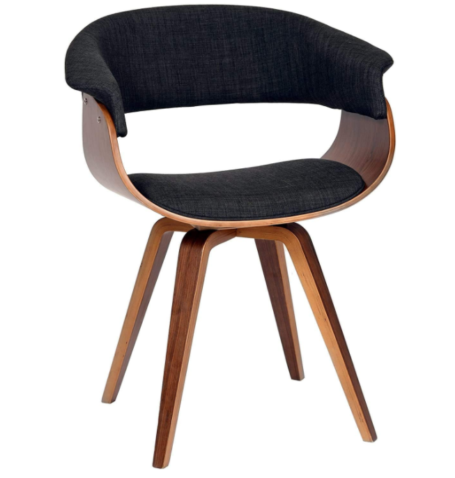 Armen Living Summer Chair in Charcoal Fabric and Walnut Wood Finish, 31