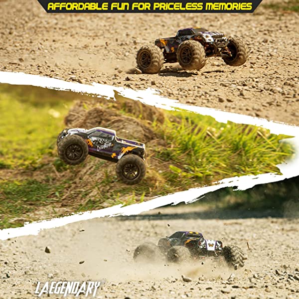 1:10 Scale Large RC Cars 50+ kmh Speed - Boys Remote Control Car 4x4 Off Road Monster Truck Electric - Hobby Grade Waterproof Toys Trucks for Kids and Adults - 2 Batteries + Connector for 40+ Min Play Black - Red 1:10 Scale 31 mph