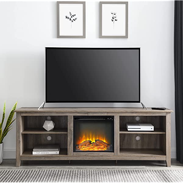Walker Edison Wren Classic 4 Cubby TV Stand for TVs up to 65 Inches, 58 Inch, Black Black 58 InchTV Stand