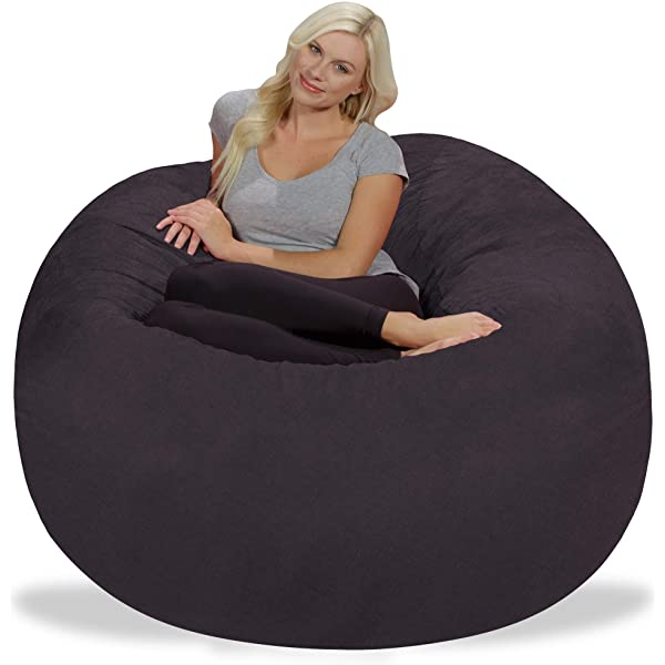 Chill Sack Bean Bag Chair: Giant 5' Memory Foam Furniture Bean Bag - Big Sofa with Soft Micro Fiber Cover - Navy Microsuede - Navy