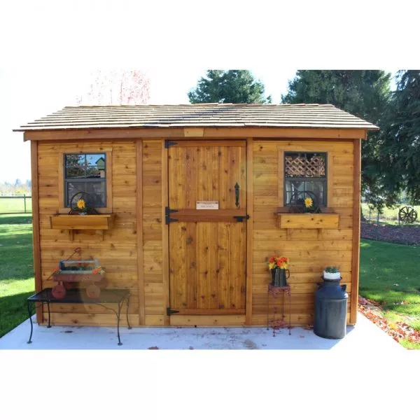 12 feet wide x 8 feet deep wooden storage shed