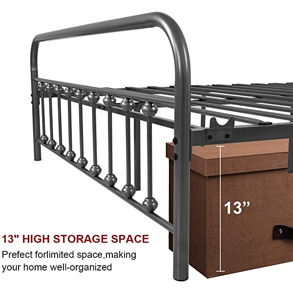 Black Metal Bed Frame Full Size with Headboard and Footboard Single Platform Mattress Base,Metal Tube and Iron-Art Bed(Full,Black) Full Black