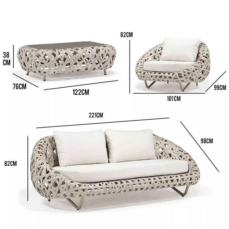 Couture Jardin Curl Rattan Sofa Sets Outdoor Garden Furniture Sofa