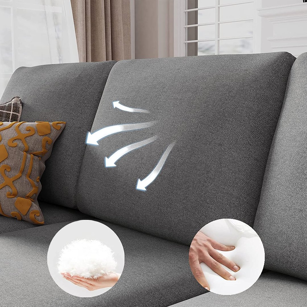 Nolany L-Shaped Corner Sofa 3 Seater Sectional Couch with Reversible Chaise Sofa for Living Room（Grey）