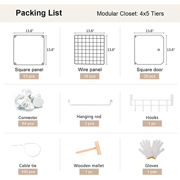 YOZO Cube Storage Organzier Portable Closet Wardrobe Bedroom Dresser (71x14x71 inches) Portable Closet Cube Shelf Armoire Pantry Cabinet, 25 Cubes, Blue 25Cubes Blue