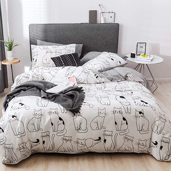 New Cartoon Animals Elephant Print Duvet Cover Sets for Kids 100% Cotton Reversible Soft 3 Pieces Kids Bedding Duvet Cover Pillowcases Kawaii Cloud Bedding Sets, Queen/Full Full/Queen (1 Duvet Cover + 2 Pillowcases) Multi A00 Elephant Bunny Balloon