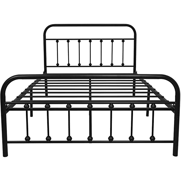 Black Metal Bed Frame Full Size with Headboard and Footboard Single Platform Mattress Base,Metal Tube and Iron-Art Bed(Full,Black) Full Black