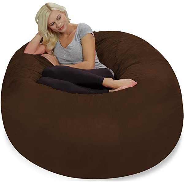 Chill Sack Bean Bag Chair: Giant 5' Memory Foam Furniture Bean Bag - Big Sofa with Soft Micro Fiber Cover - Navy Microsuede - Navy