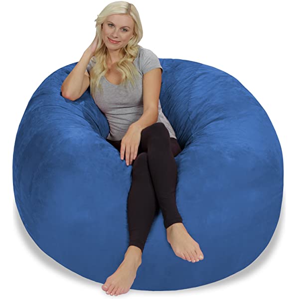 Chill Sack Bean Bag Chair: Giant 5' Memory Foam Furniture Bean Bag - Big Sofa with Soft Micro Fiber Cover - Navy Microsuede - Navy