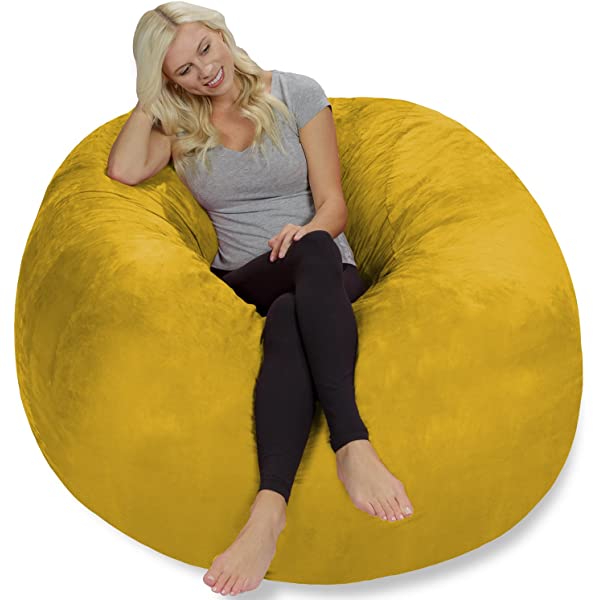 Chill Sack Bean Bag Chair: Giant 5' Memory Foam Furniture Bean Bag - Big Sofa with Soft Micro Fiber Cover - Navy Microsuede - Navy