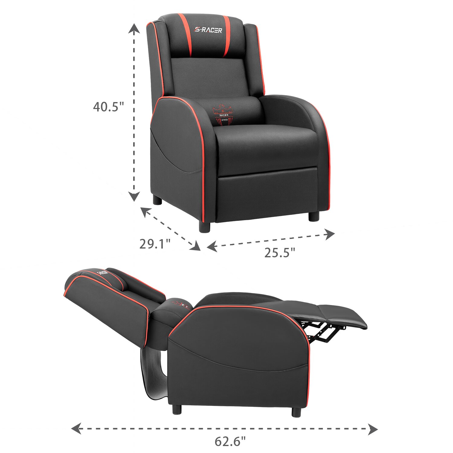 【Furniture】Faux Leather Reclining Massage Chair
