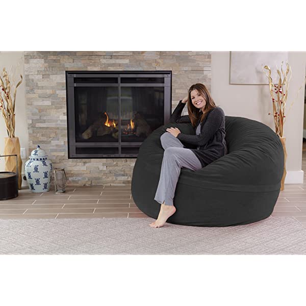 Chill Sack Bean Bag Chair: Giant 5' Memory Foam Furniture Bean Bag - Big Sofa with Soft Micro Fiber Cover - Navy Microsuede - Navy