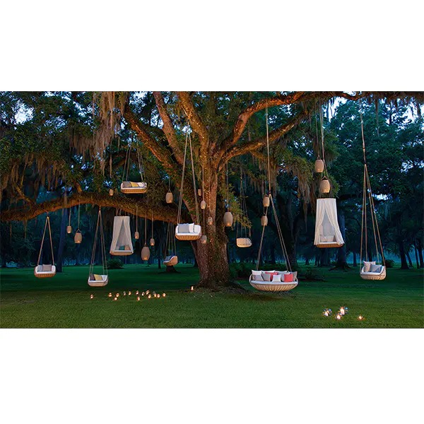 【Furniture】Outdoor rattan hammock round swing rattan chair bird's nest cradle