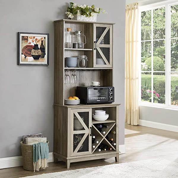 Home Source Bar Cabinet and Coffee Station (Charcoal)