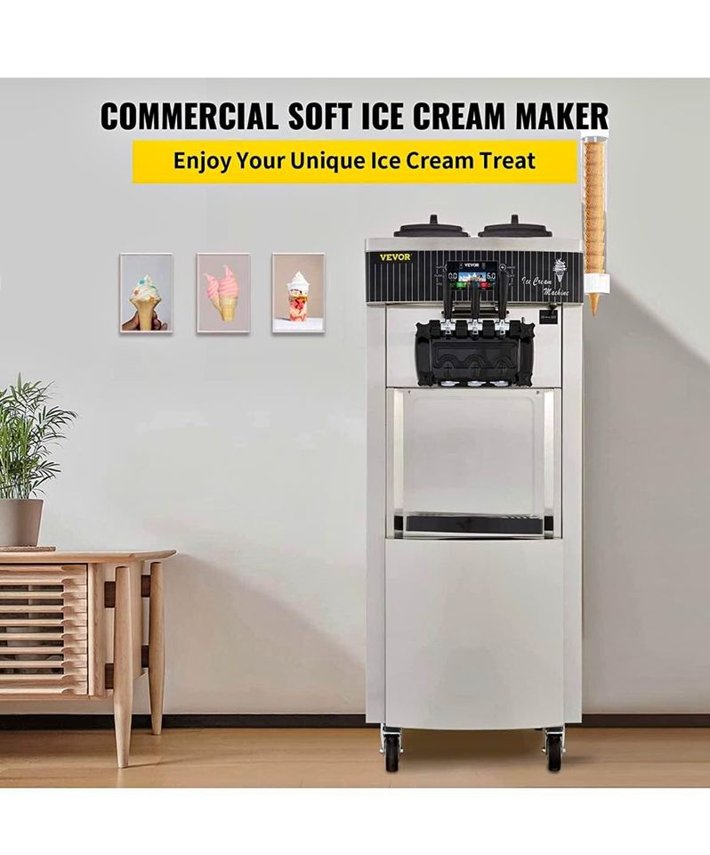VEVOR Soft Ice Cream Machine 2200W Commercial Vertical Soft Ice Cream Maker Machine