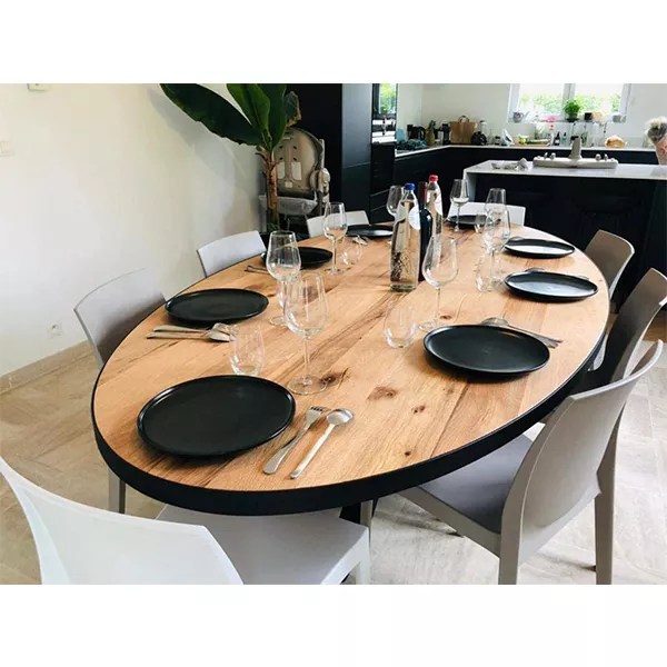 【Furniture】Oval Dining Table and Metal Belt (240×120)