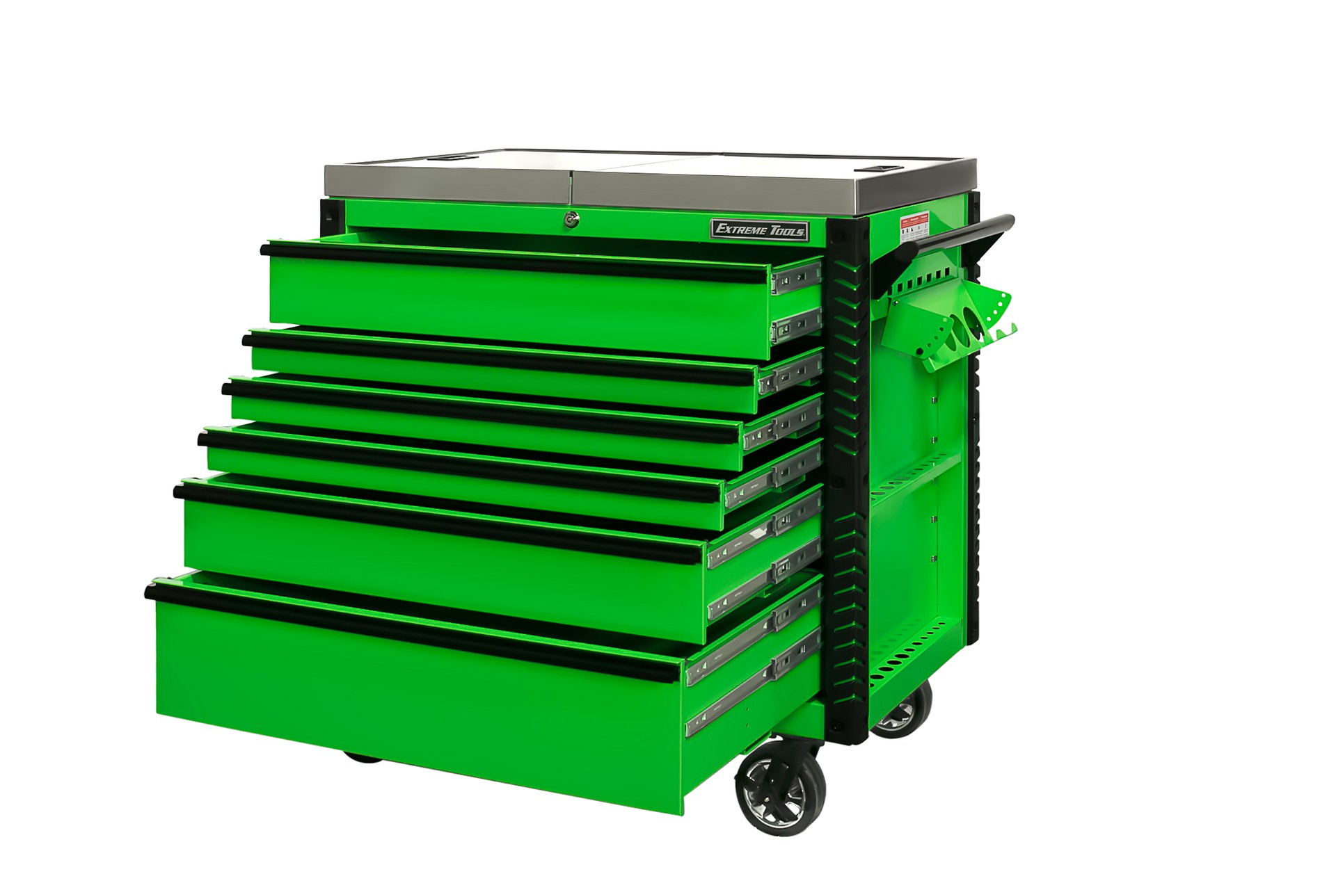 used toolboxExtreme Tools 41 6-Drawer Deluxe Tool Cart with Pry Bar Holders And Stainless Steel Slide Top