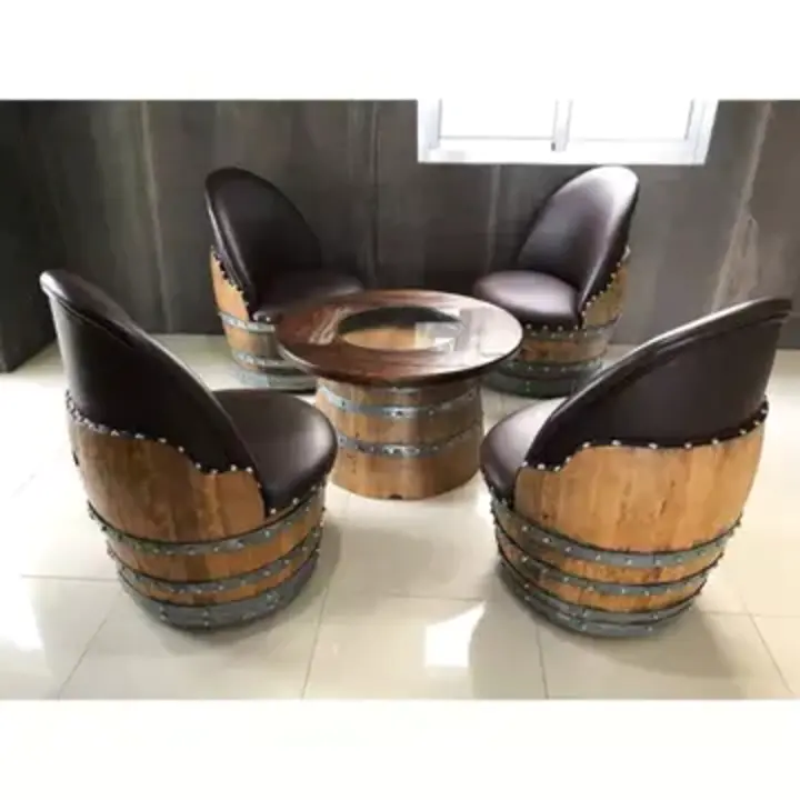 【Home&Garden】4 Chair Half Barrel Lounge Set