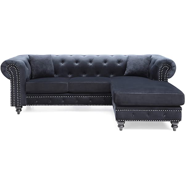 Glory Furniture Nola , Navy Blue Sofa Chaise (3 Boxes), 31