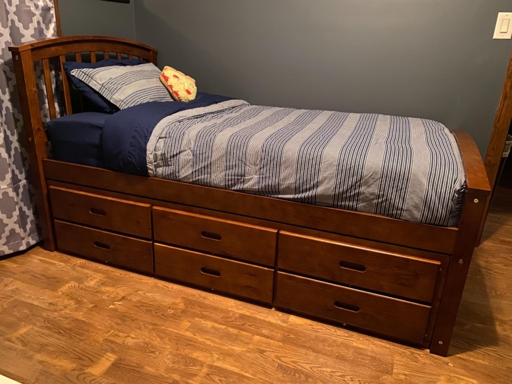 【Furniture】Harper & Bright Designs Twin Captain's Bed with Trundle and Three Storage Drawers