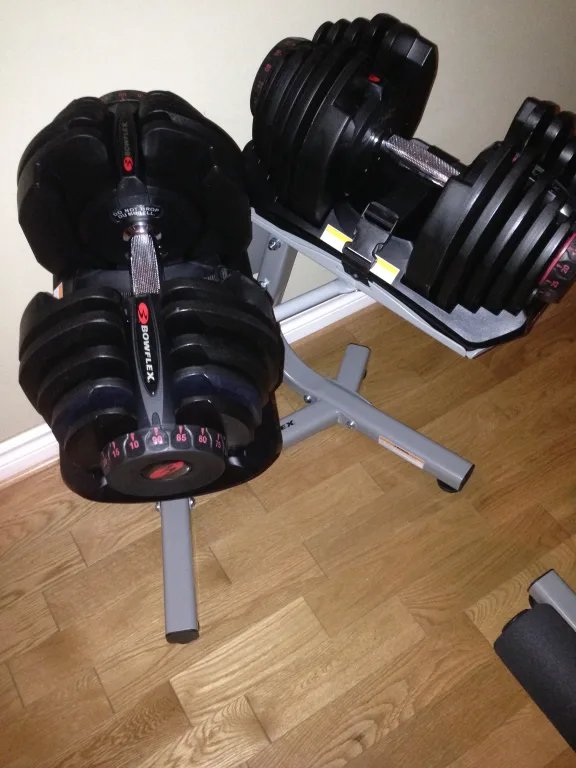 Bowflex SelectTech 1090 adjustable dumbbells (pair) with dumbbell stand