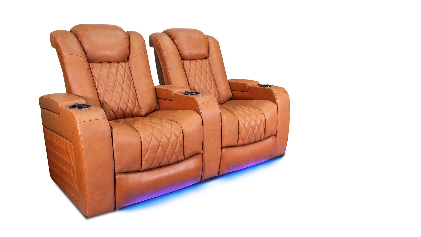 【Furniture】Tuscany 68.25'' Wide Genuine Leather Home Theater Seating with Cup Holder