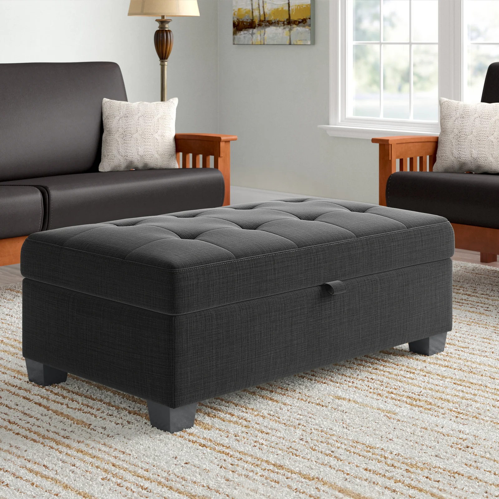 【Furniture】Lacour Upholstered Storage Ottoman