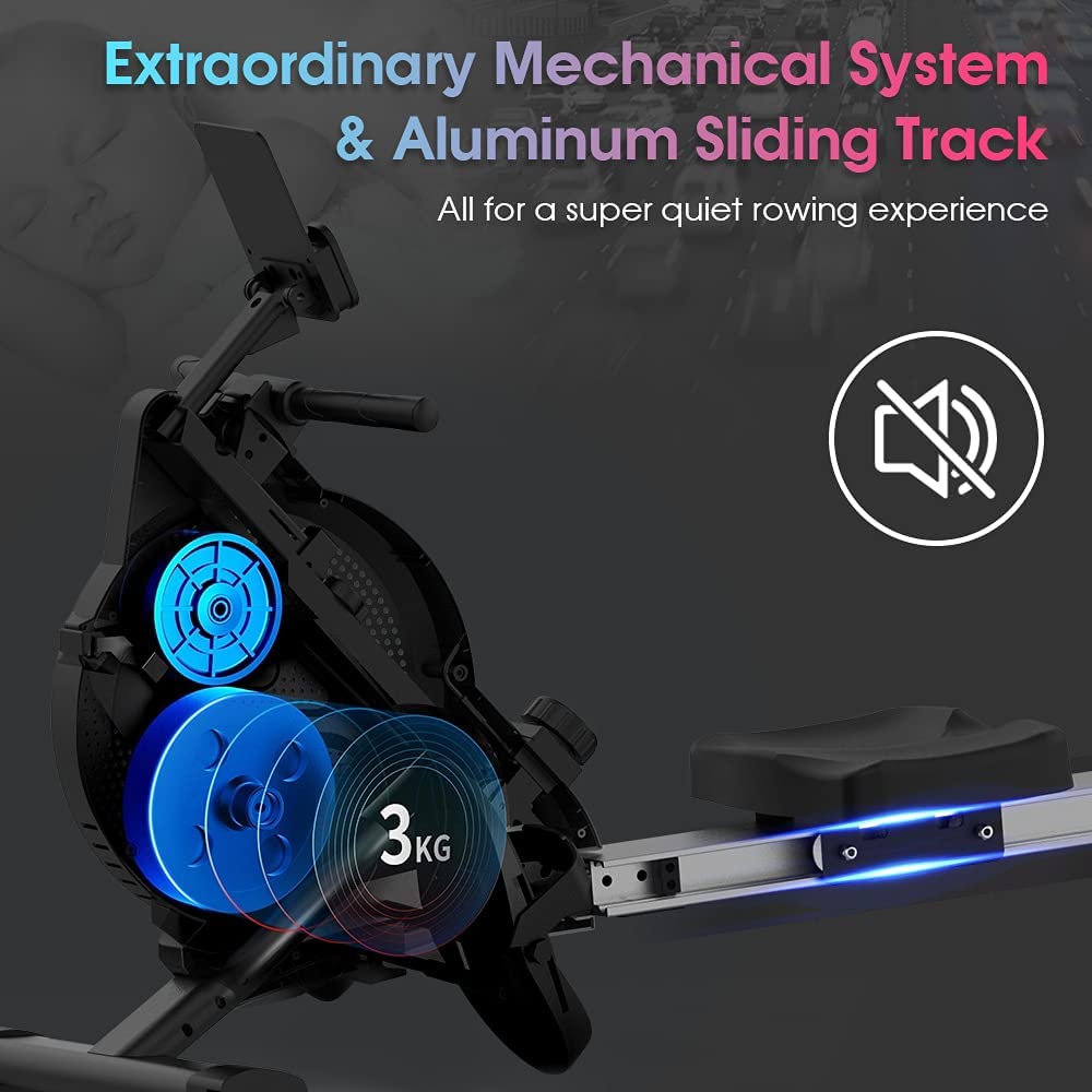 Dripex Magnetic Rowing Machine for Home Use Rower Machine for Home Gym & Cardio Training Rower with Aluminum Slide Rail, 16 Adjustable Resistance & LCD Monitor