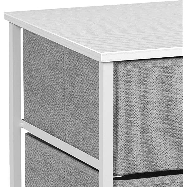 Sorbus Nightstand with 3 Drawers - Bedside Furniture & Accent End Table Chest for Home, Bedroom Accessories, Office, College Dorm, Steel Frame, Wood Top, Easy Pull Fabric Bins (Gray) Grey