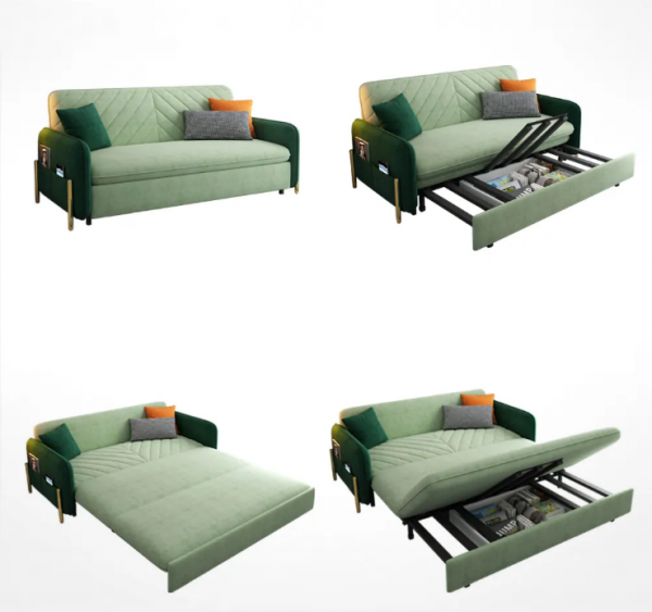 King Bed Sofa Green Upholstered Convertible Sofa