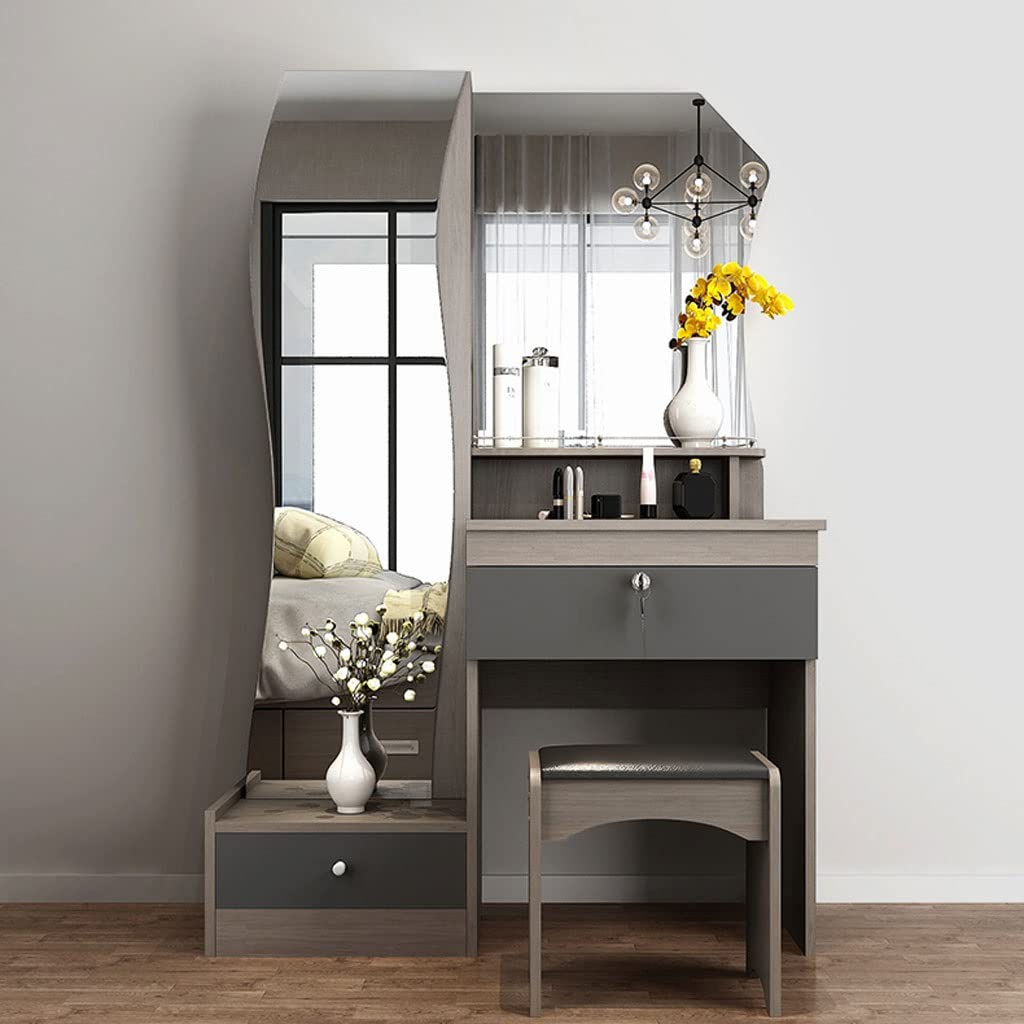【Furniture】Bedroom Table Vanity Table Set Bedroom Storage Dresser Modern Women's Full-length Mirror