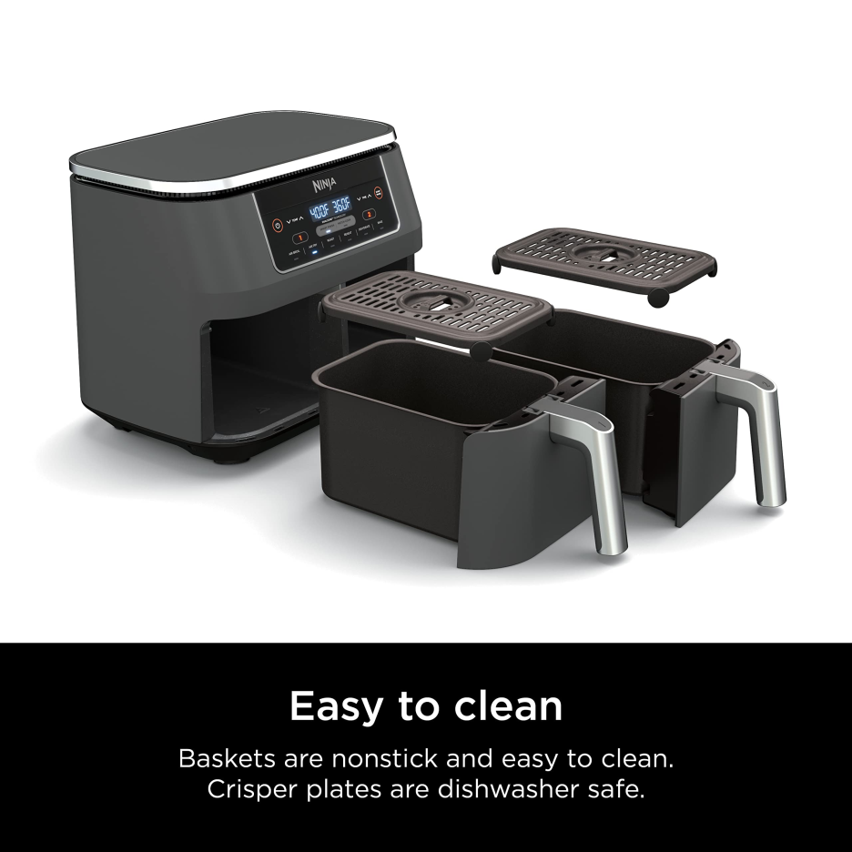 Ninja DZ201 Foodi 8 Quart 6-in-1 DualZone 2-Basket Air Fryer with 2 Independent Frying Baskets